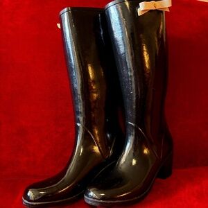 Kate Spade Rubber Boots with Polka Dotted Interior, Bow Detail and Heel